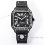 THB Factory Cartier Santos de Cartier Men's 9015 Watches Black Full Diamond Case